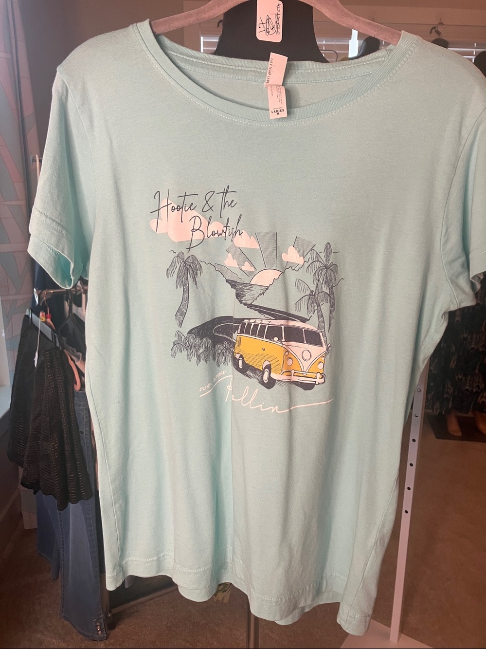 Mint Green Graphic Tee with Yellow Van